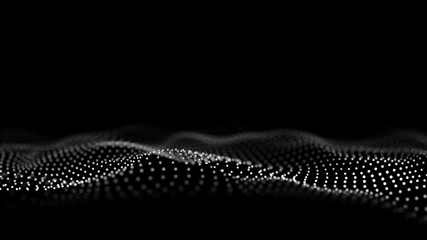 Wave of particles. Futuristic dots background with a flowing, dynamic wave. Seamless loop.