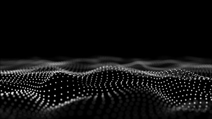Wave of particles. Futuristic dots background with a flowing, dynamic wave.