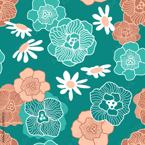 Tapety Turkusowe vintage-floral-print-inspired-by-1970s-textile