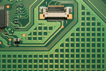 Electronic circuit board abstract background. computer motherboard close up. micro elements of computer. Intelligent technology