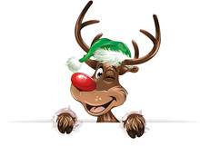 Reindeer Green Hat Smiling Twink