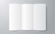 © microphoto1 - Blank trifold paper brochure mockup on soft gray background with soft shadows.