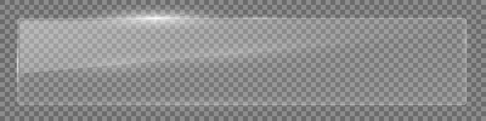 Glass plate set on transparent background. Vector glass banners on a transparent background.