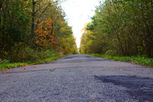 Straight Road With Selected Focus On Foreground