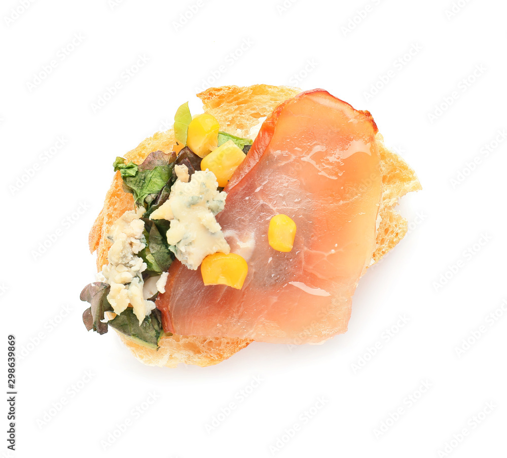 Tasty sandwich on white background