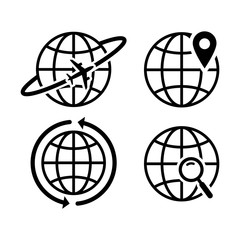 Sticker - globe silhouette icon isolated white background