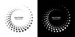 © Bank Design Elements - Halftone circular dotted frames set. Circle dots isolated on the white background. Logo design element for medical, treatment, cosmetic. Round border using halftone circle dots texture. Vector bw.