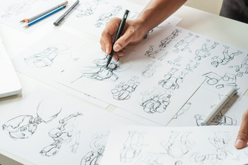 Wall Mural - animator designer development designing drawing sketching development creating graphic pose characte