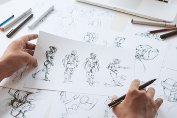 Wall Mural - animator designer development designing drawing sketching development creating graphic pose characte