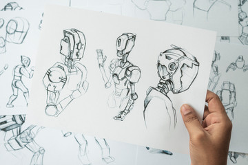 Wall Mural - animator designer development designing drawing sketching development creating graphic pose characte