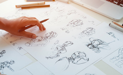 Wall Mural - animator designer development designing drawing sketching development creating graphic pose characte