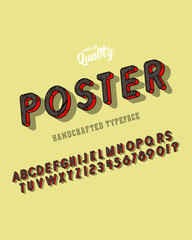 Sticker - Slanted 'Poster' Vintage 3D Sans Serif Font.