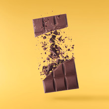 Delicious Chocolate Flying In The Air. High Resolution Levitation Concept