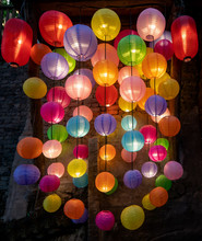 Colorful Lanterns Hang On The Wall