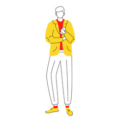 Wall Mural - male office worker flat contour vector illustration. company manager. young entrepreneur. businessma