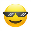 Smiling emoticon with thug life pixel glasses