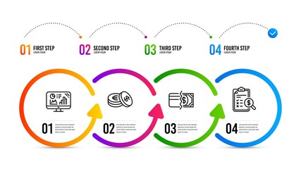 Wall Mural - accounting report sign. infographics timeline. analytics graph, payment methods and savings line ico
