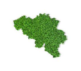 vector isolated simplified illustration icon with green grassy silhouette of belgium map. white back
