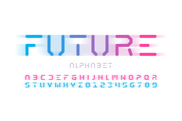 Wall Mural - Futuristic style font design, alphabet letters and numbers