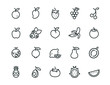 Minimal fruit icon set - Editable stroke 