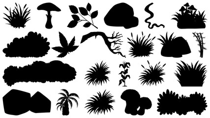 Wall Mural - Set of sihouette isolated objects theme - plants