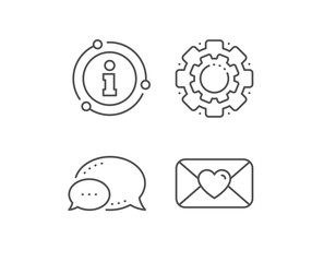 Valentines day mail line icon. Chat bubble, info sign elements. Love letter symbol. Heart sign. Linear valentine outline icon. Information bubble. Vector