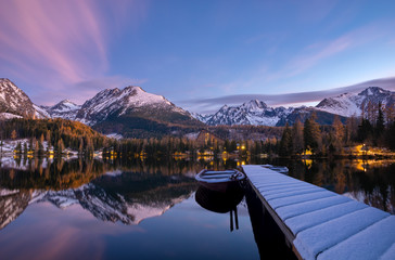 Wall Mural - mountain lake Strbske Pleso in Slovakia, lake in winter scenery