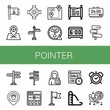© Natalia - Set of pointer icons such as Flag pole, Placeholder, Junction, Signpost, Itinerary, Clock, Scroll, Alarm clock, Location, Teacher, Destination, Time, Slide, Gravity , pointer