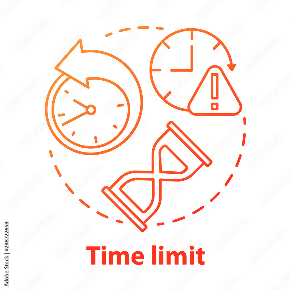 Time limit red gradient concept icon. Game timer idea thin line ...