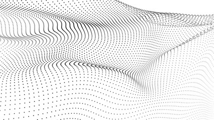 Abstract wave in white background. Wave of particles. Vector illustration.