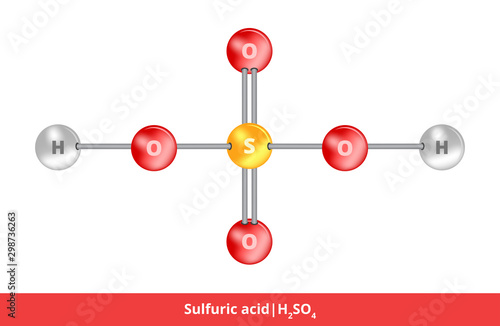 Vector Ball And Stick Model Of Mineral Acid Icon Of Sulfuric Acid