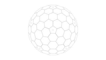 Wall Mural - 3d rendering of a honeycomb hexagon sphere isolated on white