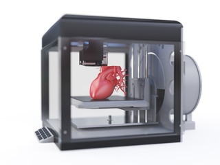 3d rendered medically accurate illustration of a 3d printer printing a heart