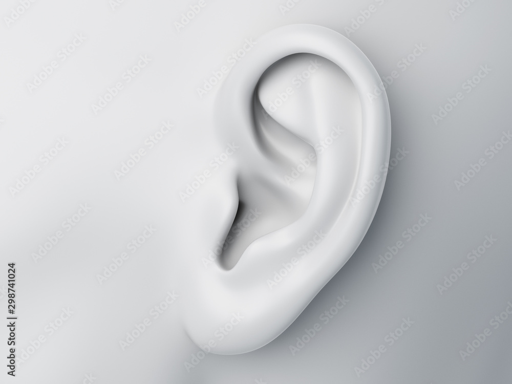 3d rendered medically accurate illustration of a grey abstract female ear - obrazy, fototapety, plakaty 