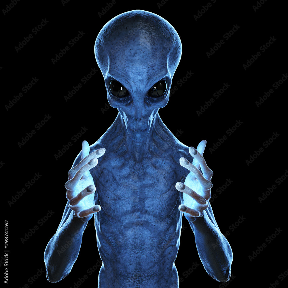 3d rendered medically accurate illustration of a grey alien - obrazy, fototapety, plakaty 