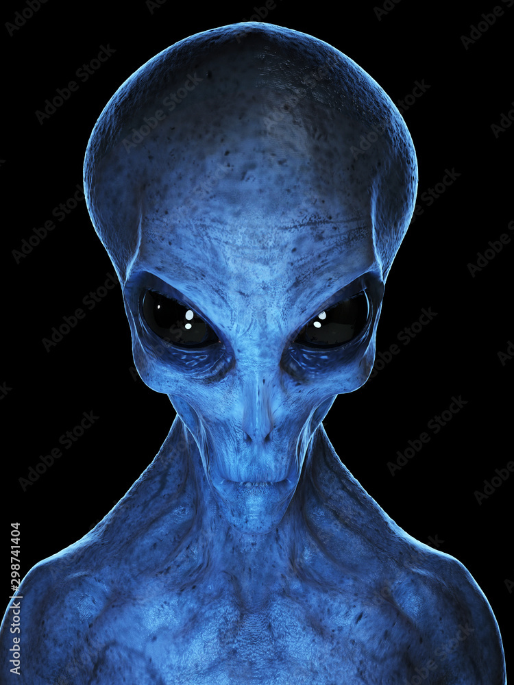 3d rendered medically accurate illustration of a grey alien - obrazy, fototapety, plakaty 