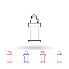 Poster - Speech, muslim businesswoman multi color icon. Simple thin line, outline vector of muslim businesswoman icons for ui and ux, website or mobile application