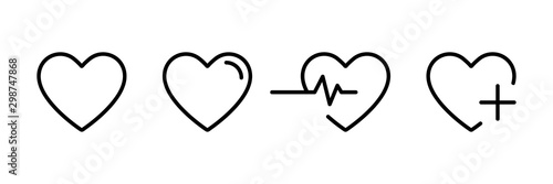 Cuadros en Lienzo Heart icon in linear design isolated vector signs