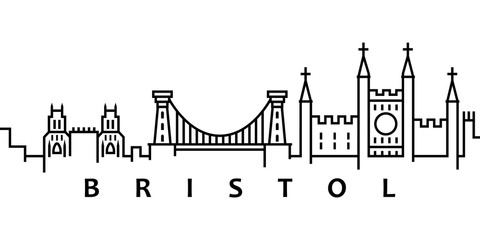 Bristol cityscape illustration. Simple line, outline vector of city landscape icons for ui and ux, website or mobile application on white background