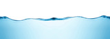 Blue water splashs wave surface with bubbles of air on white background.