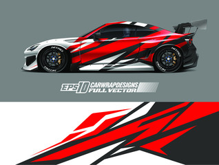 Car wrap decal designs. Abstract racing and sport background for racing livery or daily use car vinyl sticker. Vector eps 10.