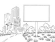 © aluna1 - Road billboard graphic black white city street landscape sketch illustration vector