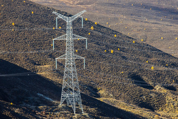 Wall Mural - silhouette of high voltage electrical pole structure