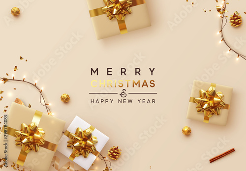 Christmas Background Xmas Design Of Sparkling Lights Garland