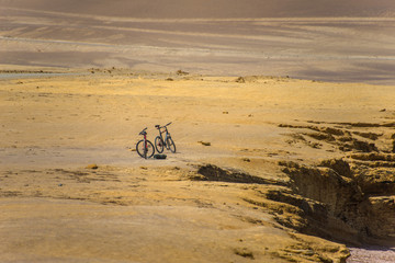 Wall Mural - Bicycles on the Red beach in Paracas National Reserve (Peru)