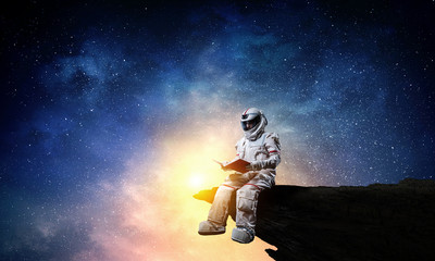 Wall Mural - spaceman and his mission. mixed media