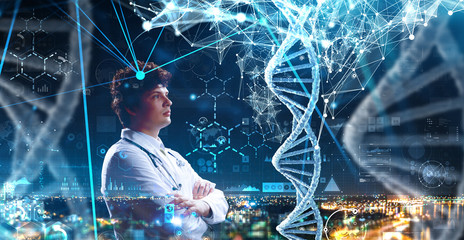 Wall Mural - innovative technologies in science and medicine. mixed media