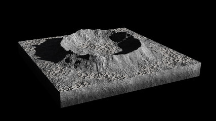 Wall Mural - cross section of crater on the surface of the moon, isolated on black background