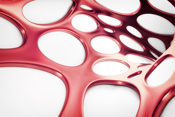 Wall Mural - Abstract red and white geometric background. 3D render