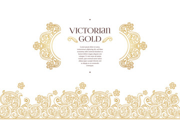 Vector line art decoration for design, gold element in Eastern style.